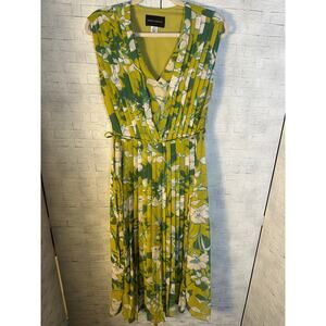 Donna Morgan women’s maxi dress sleeveless floral sheer lined floral pleated